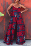 Goosudu Romantic Print Sleeveless Sling Wide-Leg Jumpsuits