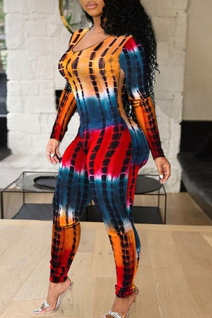 Goosudu Sexy Printed Backless Skinny Plus Size Jumpsuit