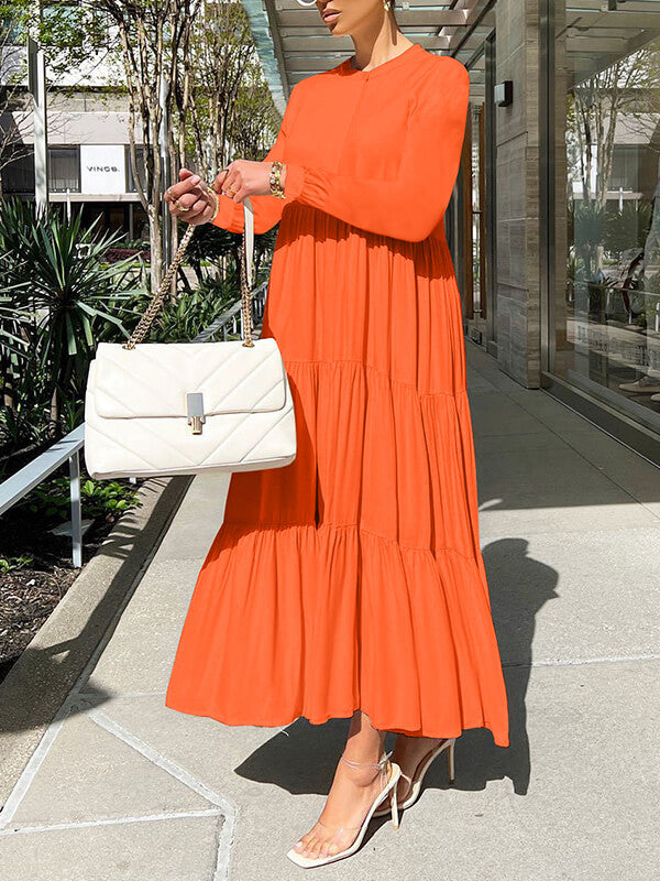 Goosudu Solid Tiered Ruffle Dress