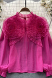Goosudu 3D Flower Design Urban Lantern Sleeve Blouse