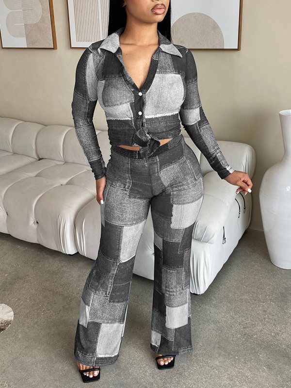 Goosudu Colorblock Shirt & Pants Set