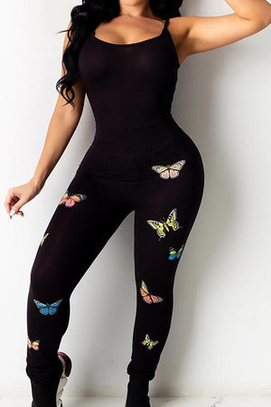 Goosudu Butterfly Printed Sling Jumpsuit