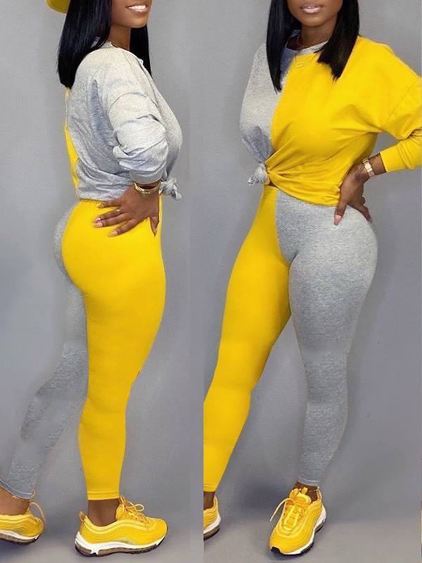 Goosudu Two-Tone Sweatshirt & Pants Set