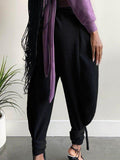 Goosudu Solid Tied-Cuff Pants