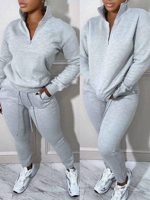 Goosudu Zip-Front Sweatshirt & Jogger Pants Set