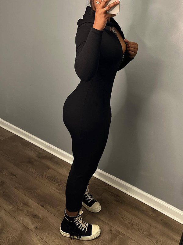 Goosudu Zip-Front Hoodie Dress