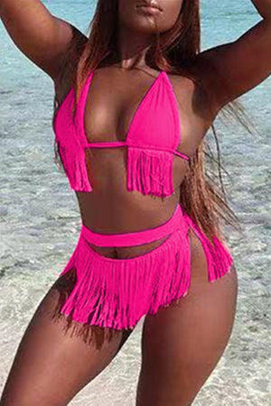 Goosudu Fashion Sexy Solid Tassel Bandage Swimwears