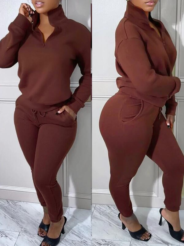 Goosudu Zip-Front Sweatshirt & Jogger Pants Set