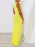 Goosudu Solid Sleeveless Slit Dress