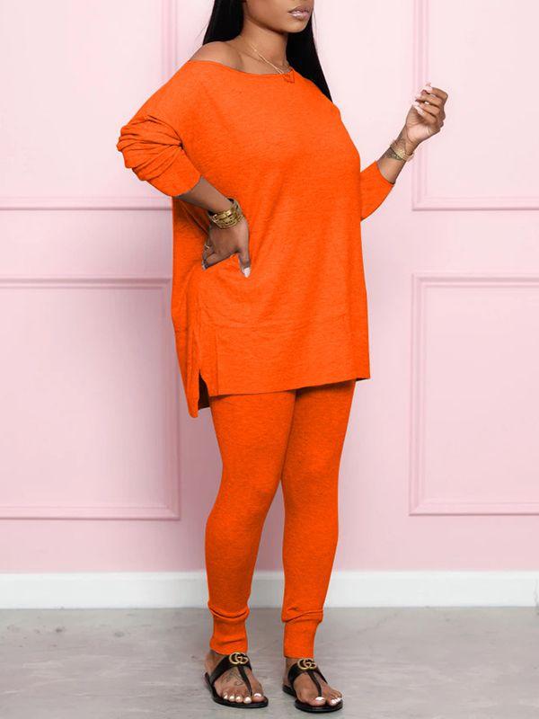 Goosudu Solid Slit Top & Jogger Set