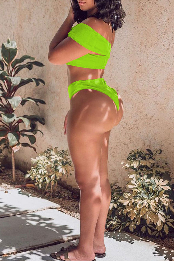 Goosudu Sexy Solid Hollowed Out Split Joint Swimwears