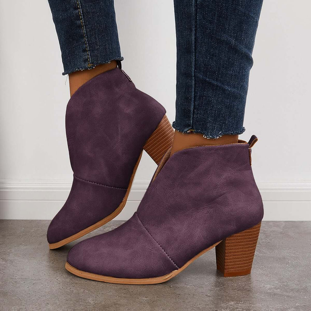 Goosudu Retro Western V Cut Ankle Boots