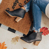 Goosudu Fashion Faux Leather Slip-On Boots