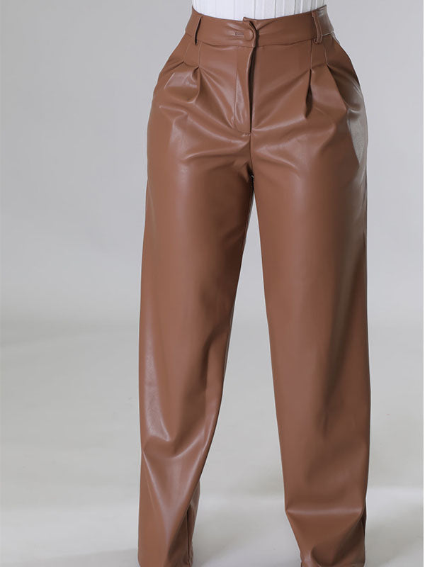 Goosudu Wide-Leg Faux-Leather Pants
