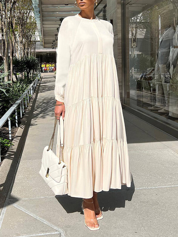 Goosudu Solid Tiered Ruffle Dress