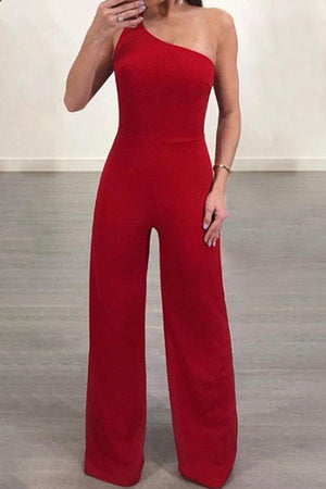 Goosudu Fashion Asymmetric Bandage Backless High Waist Jumpsuit