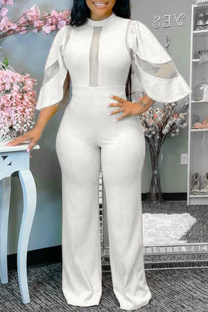 Goosudu Round Neck Solid Split Joint Asymmetrical Plus Size Jumpsuit