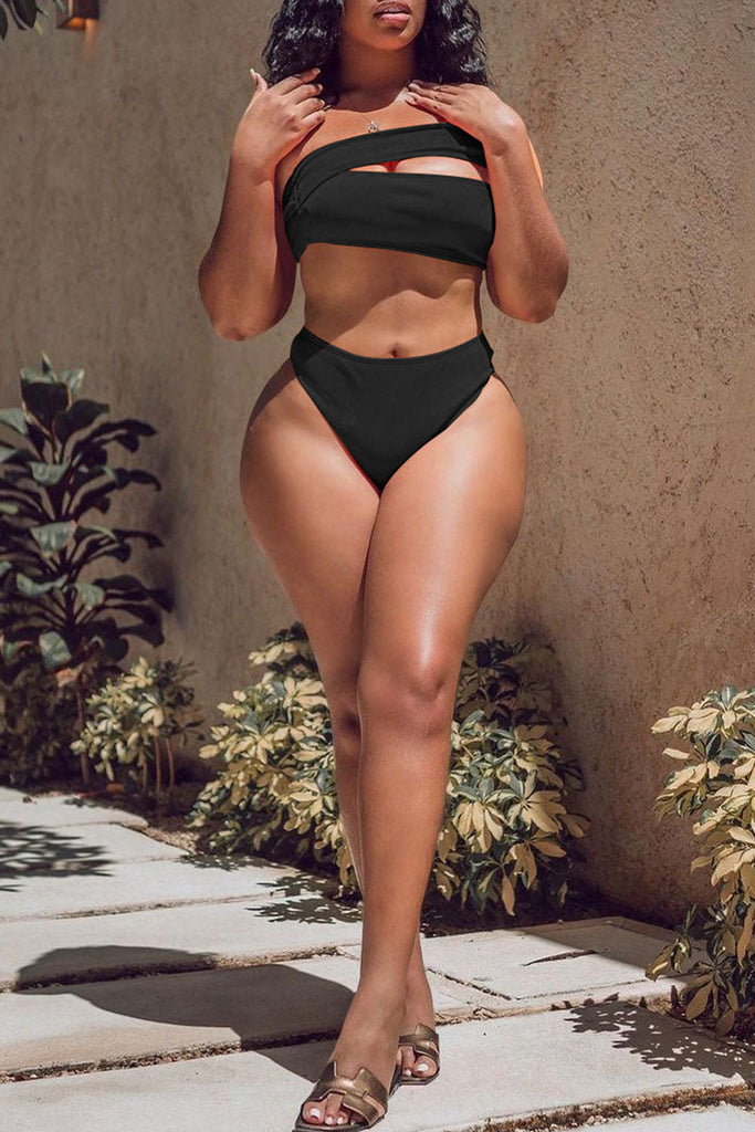 Goosudu Sexy Solid Hollowed Out Split Joint Swimwears