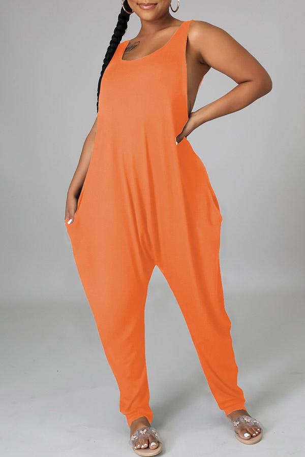 Goosudu Fashion Casual Solid Spaghetti Strap Regular Jumpsuit