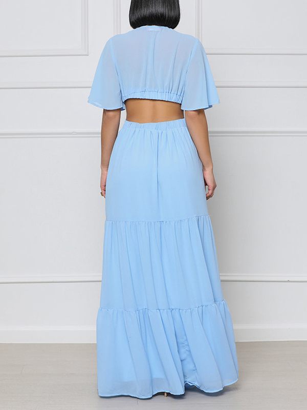 Goosudu V-Neck Cutout Maxi Dress