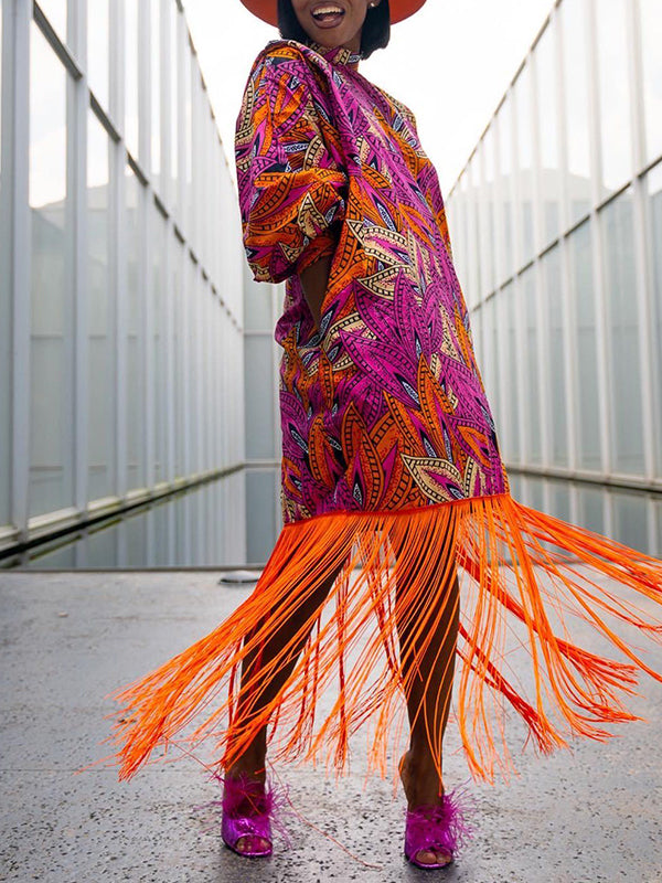 Goosudu Fringe Combo Printed Dress