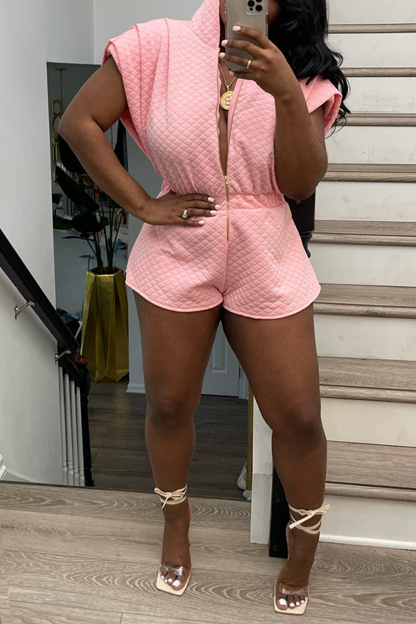 Goosudu Features Pleated Shoulders Cinched Waistband Romper