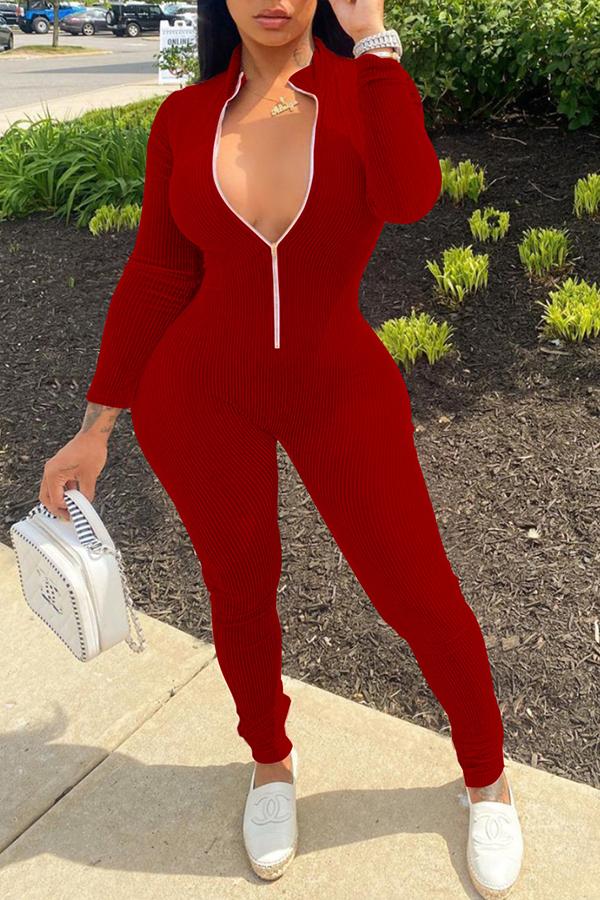 Goosudu Fashion Corduroy Casual Zipper Jumpsuit