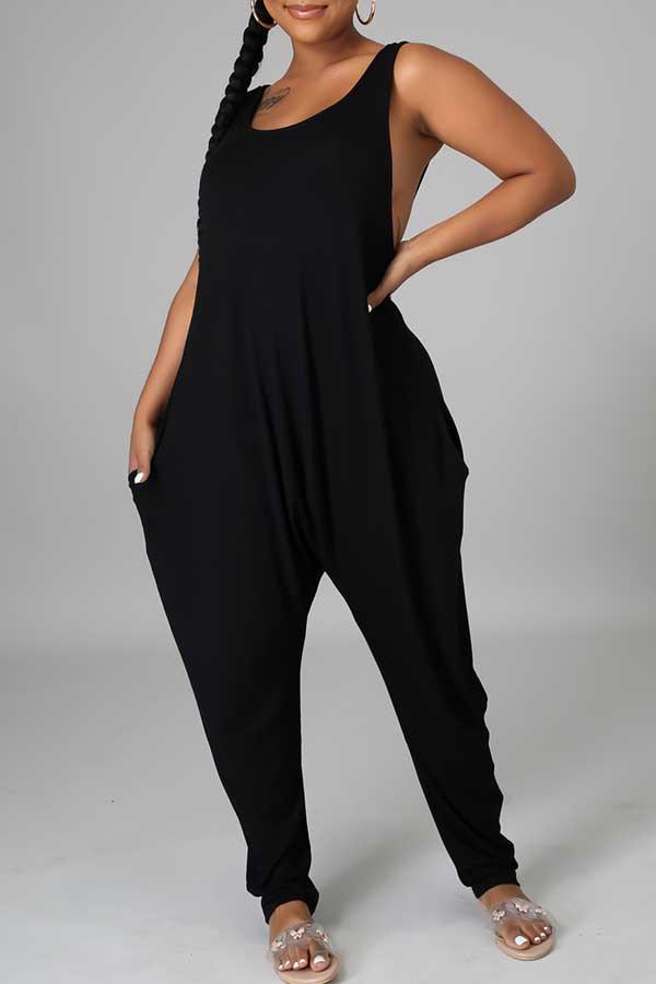 Goosudu Fashion Casual Solid Spaghetti Strap Regular Jumpsuit