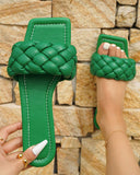 Goosudu Solid Color Braided Urban Flat Slippers
