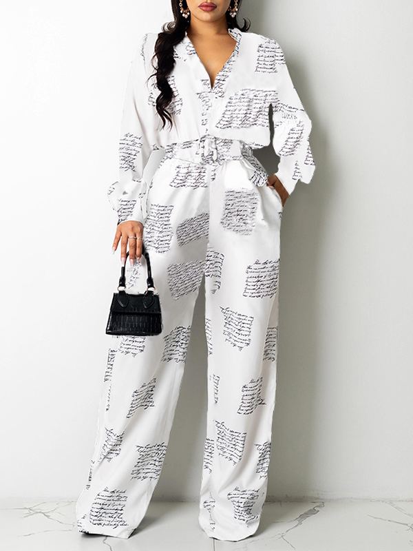 Goosudu Printed Shirt & Wide-Leg Pants Set