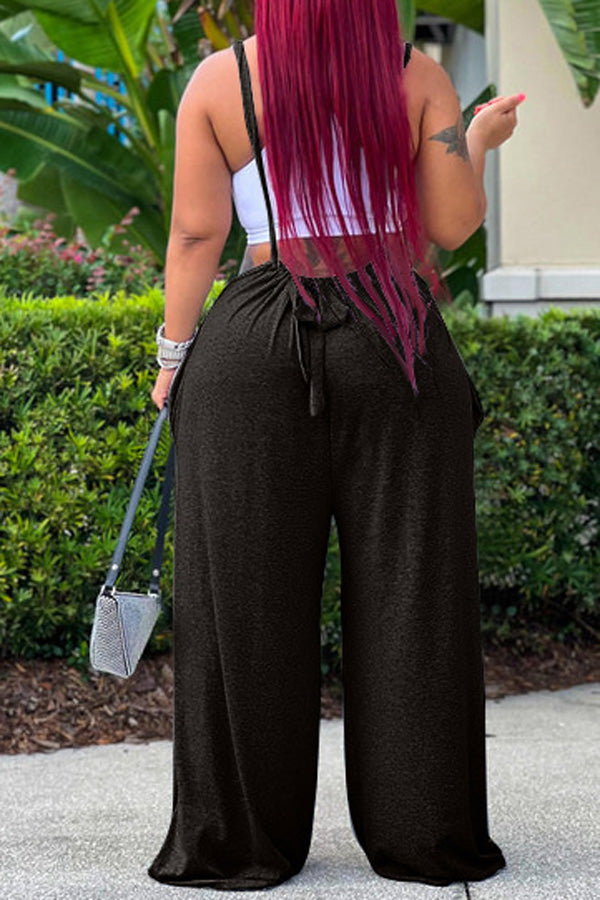 Goosudu Cozy Solid Color Knotted Wide Leg Overalls