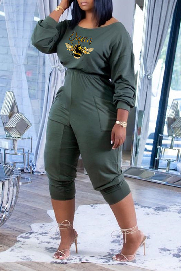 Goosudu Casual Off-Shoulder Printed Ruched Jumpsuit