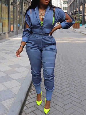 Goosudu Slit Bomber Jacket & Jogger Pants Set