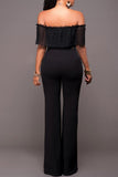 Goosudu Elegant Off Shoulder Lace Wide Leg Jumpsuit