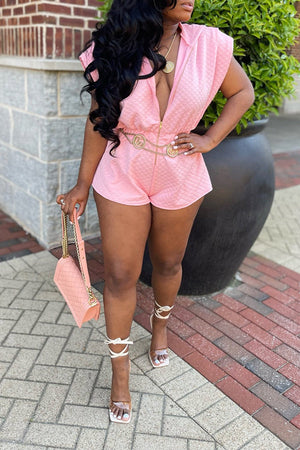 Goosudu Features Pleated Shoulders Cinched Waistband Romper