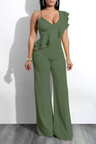Goosudu Casual Fashion Asymmetric Ruffle Jumpsuit