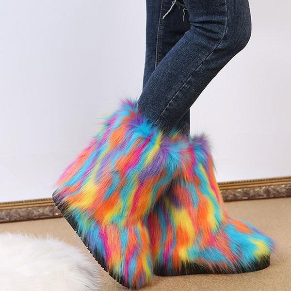 Goosudu Comfy Faux Fur Winter Warm Snow Boots