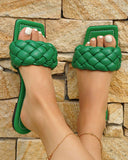 Goosudu Solid Color Braided Urban Flat Slippers