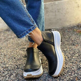 Goosudu Women Solid Color Platform Sports Ankle Boots