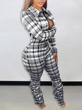 Goosudu Plaid Ruched Leg Jumpsuit