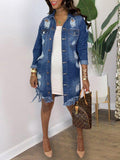 Goosudu Distressed Fringe Denim Jacket