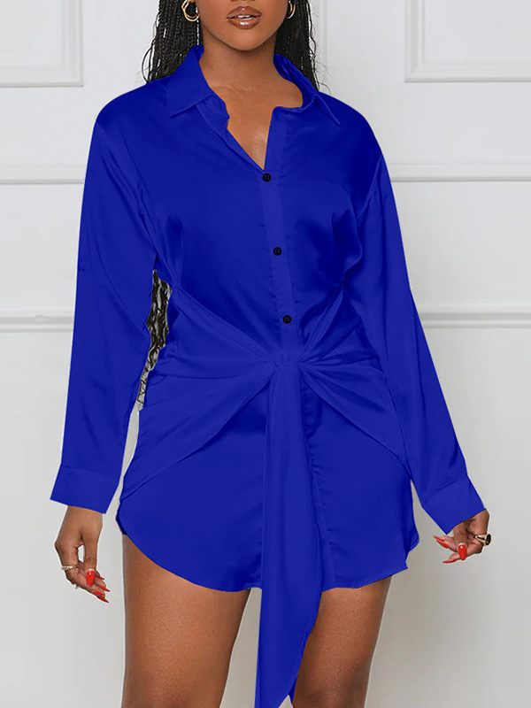 Goosudu Tied-Front Shirt Dress
