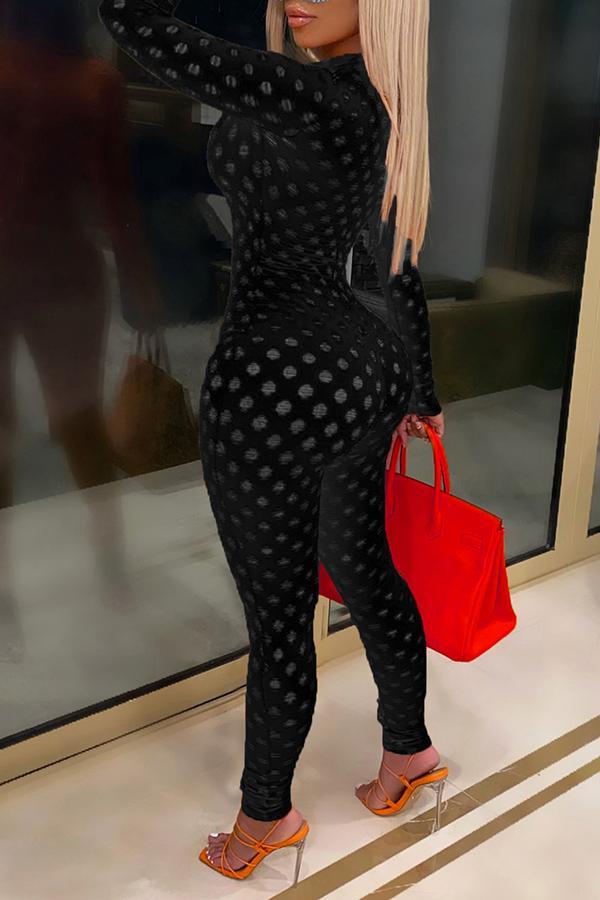 Goosudu Sexy Hollow See-through Slim-fit Jumpsuit