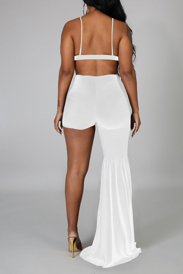 Goosudu Sling Hollow Irregular Solid Color Jumpsuit