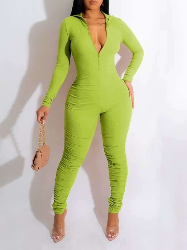 Goosudu Zip-Front Ruched Jumpsuit
