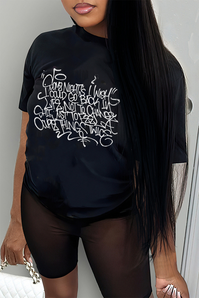 Goosudu Casual Daily Print Patchwork O Neck T-Shirts