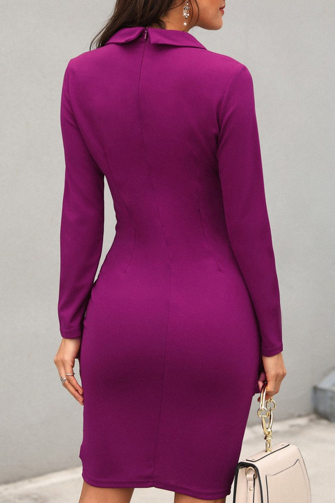 Goosudu Casual Solid Patchwork V Neck Long Sleeve Dresses