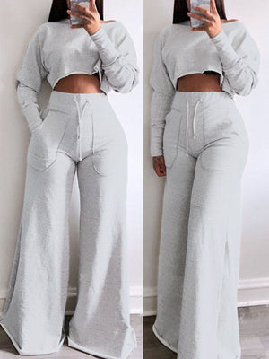 Goosudu Raw-cut Sweatshirt & Wide-Leg Pants Set