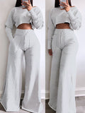 Goosudu Raw-cut Sweatshirt & Wide-Leg Pants Set