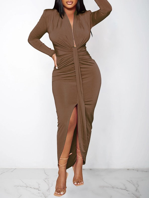Goosudu Solid Draped Dress